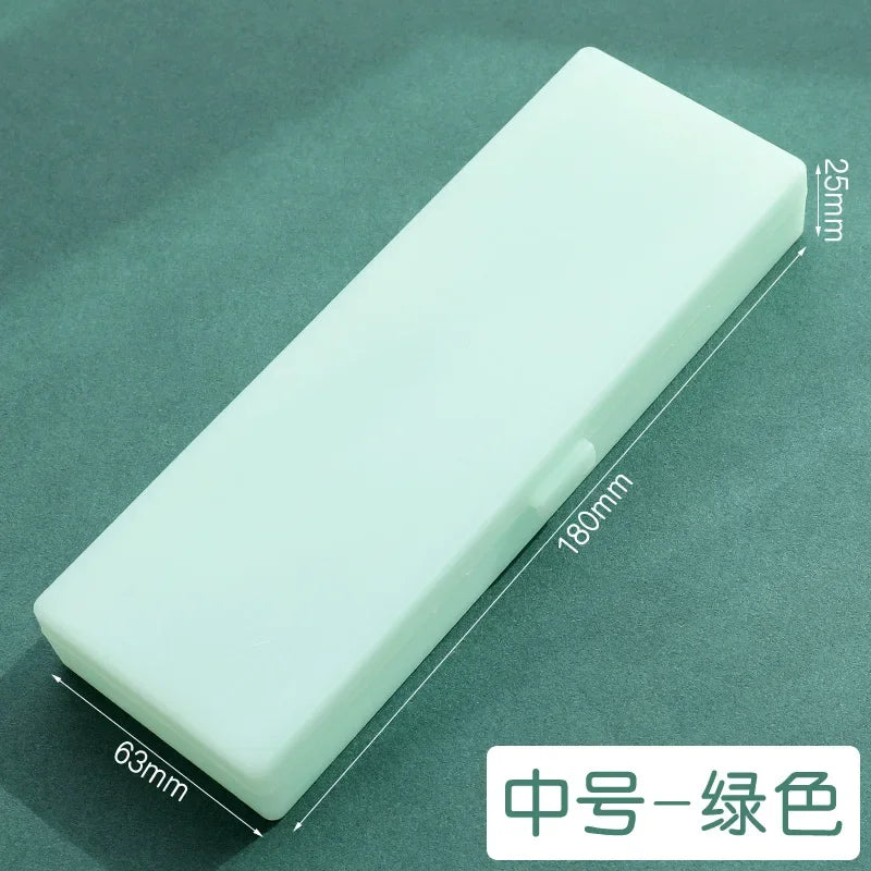 Pencil Cases School Office Simple Matte Transparent Plastic Box Frosted Pink Green White Pens Storage Stationery Supplies