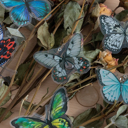 JIANQI 40pcs Color Butterfly Decorative Waterproof Stickers Material Sticker Scrapbooking Label Diary Cup Phone Journal Planner