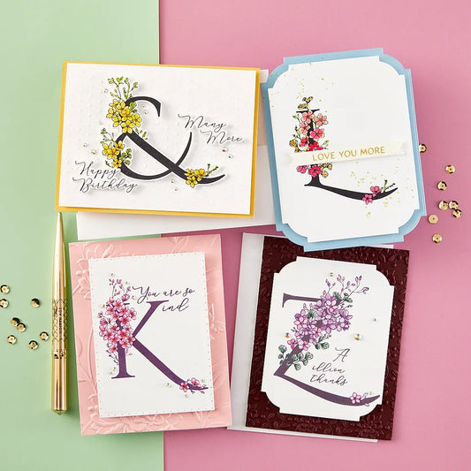 Floral A and Sentiment Press Plate Pop-Up Stand-Up Dies Scrapbook Diary Decoration Stencil Embossing Template DIY Greeting Card