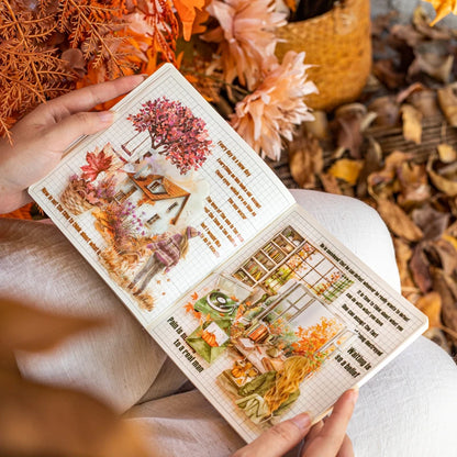 JIANQI 25pcs/pack Autumn Landscape Stickers PET Materials DIY Scrapbooking Art Collage Stationery Planner Decor Diary Sticker