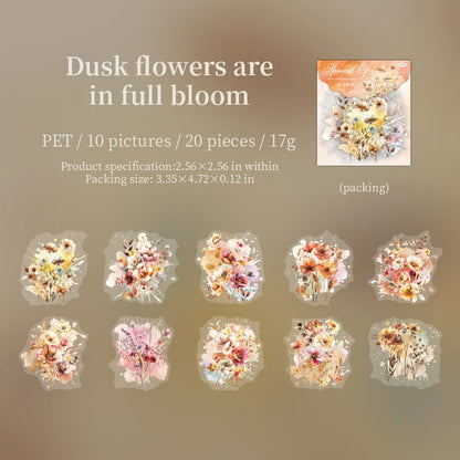 JIANQI 20 Pcs Watercolor flowers Stickers PET sticker package DIY diary decoration sticker album scrapbooking Junk Journal