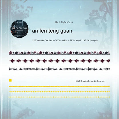 JIANWU The Shadow of The Underworld Series Vintage Lace Flower Landscape Material Collage Tape Set Creative Journal Stationery