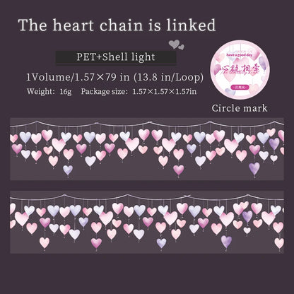 JIANQI 40mm*2m Decoration Adhesive Tape love heart PET Tapes Masking Tapes stickers Aesthetic Stationery Scrapbook Supplies