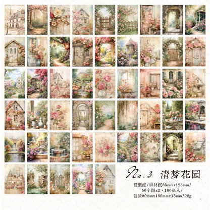 100 pcs Vintage Plants Flowers garden Material paper paper Scrapbooking DIY Photo Album Collage Journal Creative Stationery