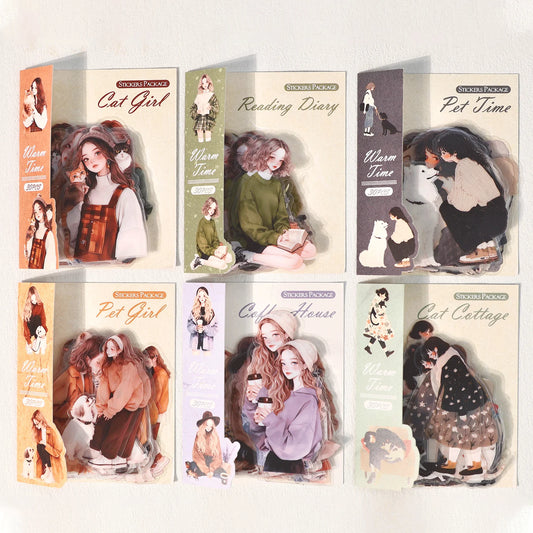 JIANQI 30 pcs Large size PET Stickers Life girl Decorative handmade Scrapbooking Material Diary Album Craft Supplies