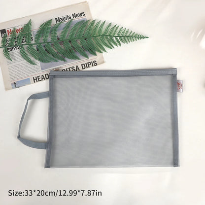 JIANWU Morandi Color Translucent Test Paper Storage Bag Mesh Pencil Case Creative Journal Material Student Supplies Stationery