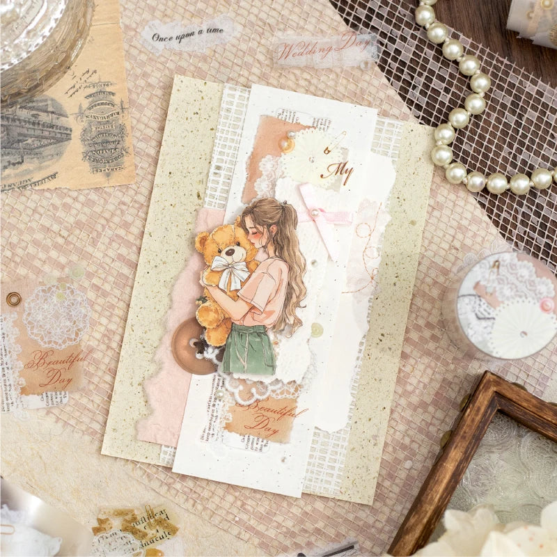 JIANQI 50mm*2m 1pc PET Tape Stickers Creativity Scrapbooking Hand Account Adhesive hand made Diy Junk Journal Craft Supplies