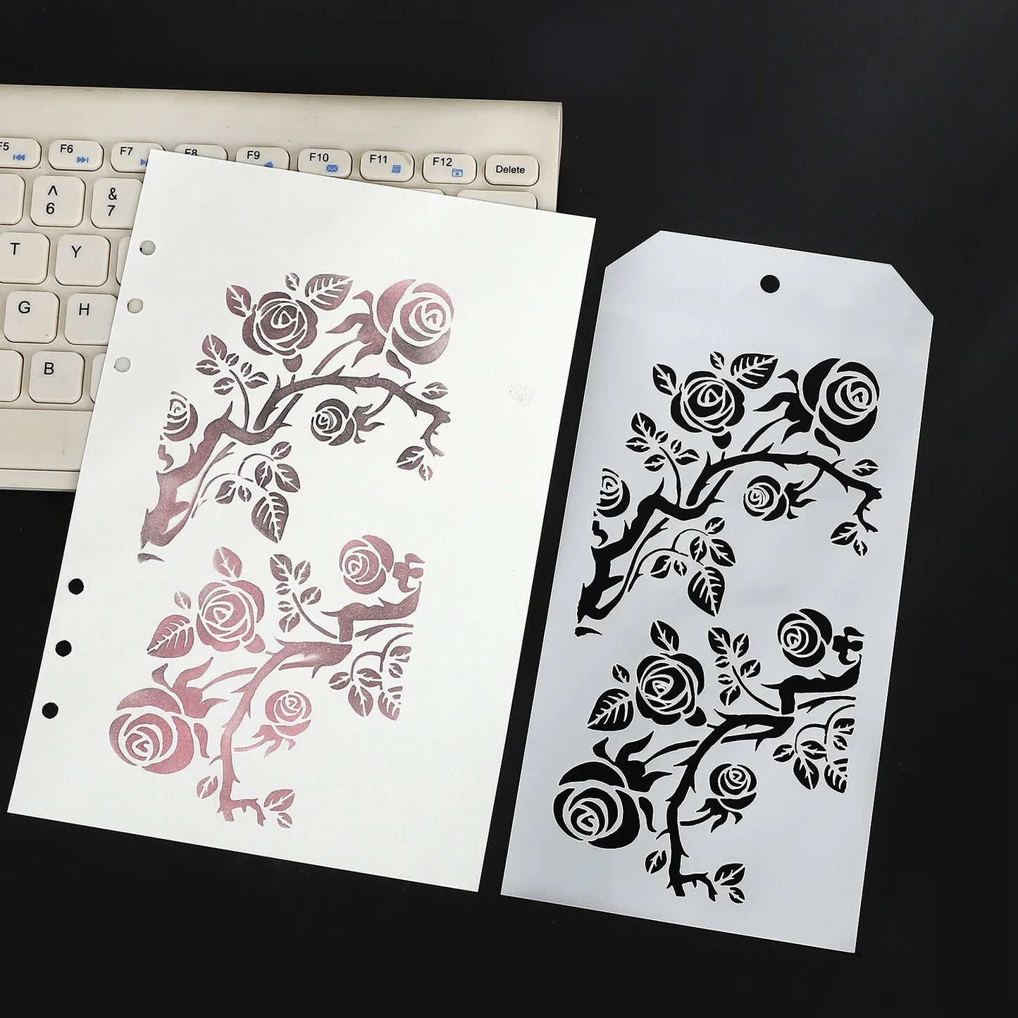 JIANWU Vintage Plant Flower Snowflake Halloween Christmas Material Embossed Stencil Masking Sheet Creative Journal Stationery