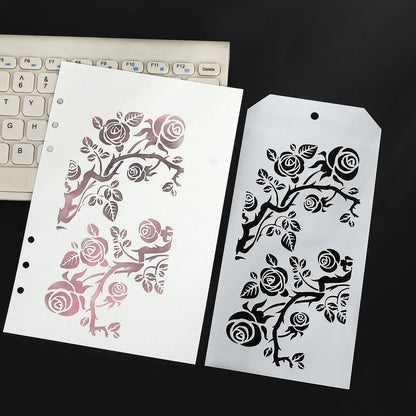 JIANWU Vintage Plant Flower Snowflake Halloween Christmas Material Embossed Stencil Masking Sheet Creative Journal Stationery