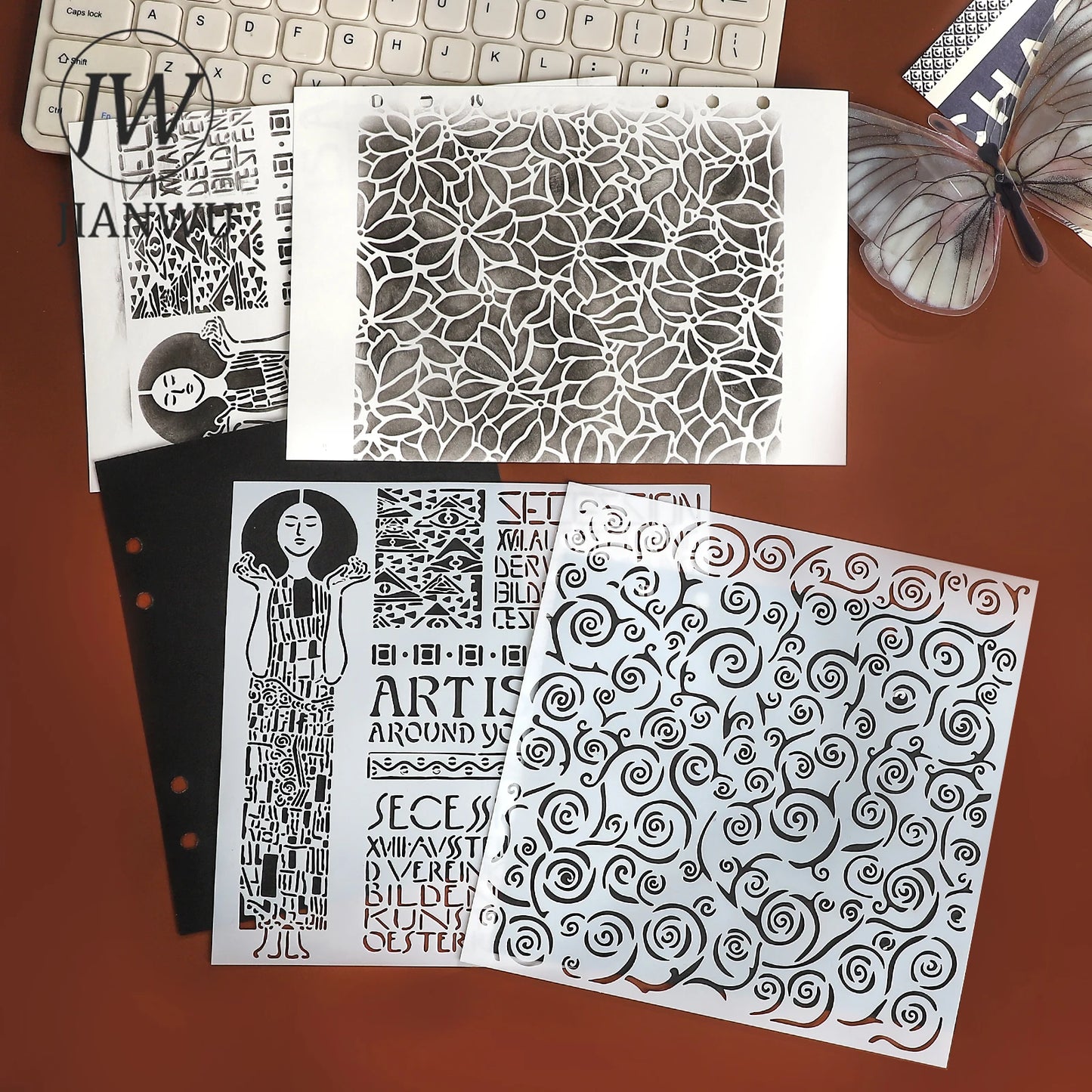 JIANWU Vintage Planetary Chart Symbol Border Flower Landscape Material Collage stamp Shading Board Creative Journal Stationery