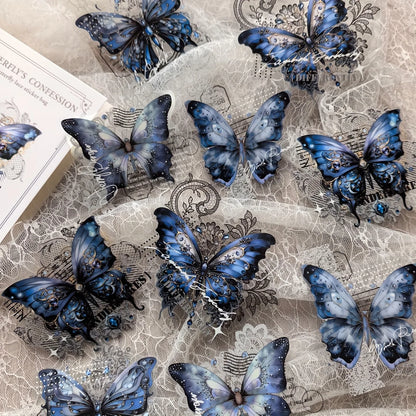 10 Pcs Vintage Butterfly Lace Stickers PET Material Creative DIY Journal Collage Journaling Supplies Scrapbooking Stickers