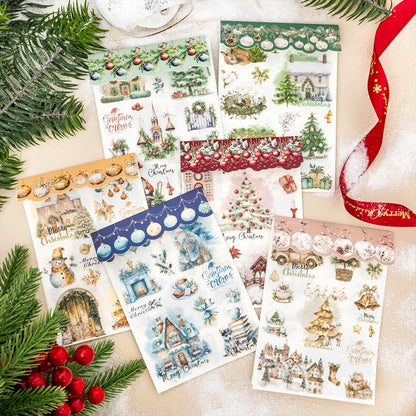 JIANQI 2pcs/pack pvc Stickers Christmas Party Creative Waterproof Adhesive DIY Hand Made Collage Junk Journal Scrapbook Supplies