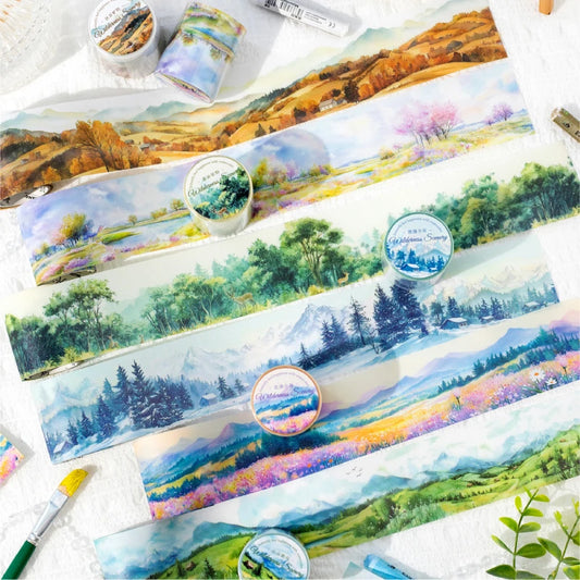 JIANQI 50mm*2m PET Tapes Beautiful scenery DIY Scrapbooking Decor Photo Album Collage Junk Journal Materials Aesthetics Stickers