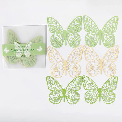 JIANQI 6 Pcs Hollow Butterfly Lace Material Paper INS Romance Butterfly Lace Collage Creative Handbook DIY Decorative Material