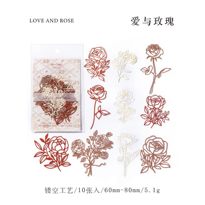 10 pcs Diy Scrapbooking paper Plants flowers Lace Decoration paper Hollow Card Collage material cards DIY hand made craft paper