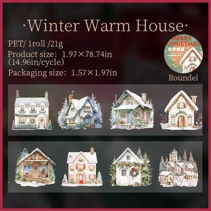 JIANQI 50mm*2m Transparent PET Christmas Tapes DIY Scrapbooking Decor Photo Album Collage Journalling Materials Stickers