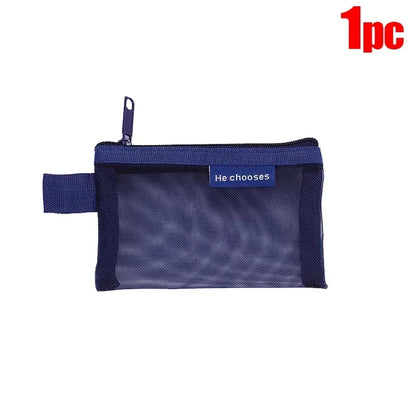 Mini Square Mesh Storage Bag Portable Money Earphone Data Cable Chargers Bag ID Credit Card Holder Zipper Pouch Travel Organizer
