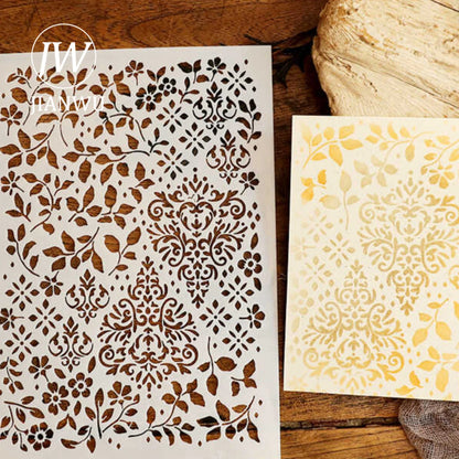 JIANWU Vintage Hollow Plant Flower Material Carved Plastic Plate Stencils Creative DIY Junk Journal Student Supplies Stationery