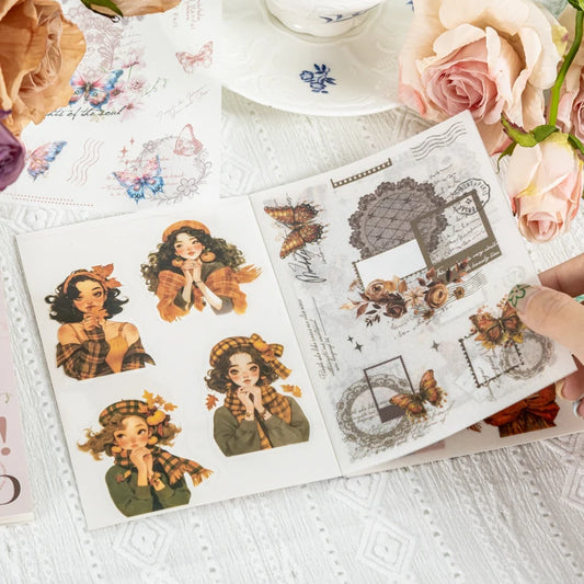 JIANQI 20pcs PET Die cut Stickers book Cute Butterfly Girl Decorative handmade Scrapbooking Material Diary Album Craft Supplies