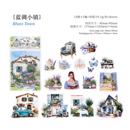 JIANQI 30 pcs INS Field life landscape Stickers Diy Diary Scrapbooking Stickers Festival Birthday Party Gift Decorations Labels