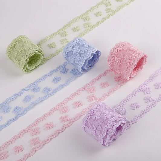 2 Yards Multi-Color Bow Embroidery Lace Fabrics For Clothing Bags Gift Accessory Party Decor Handmade Sewing Trim DIY Crafts