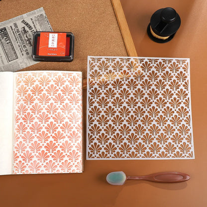 JIANWU Red Brick Honeycomb Fish Scale Graphic Plastic Masking Panel Material Stamp Creative DIY Student Supplies Stationery