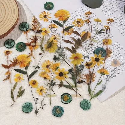 JIANQI 40 pcs Dried Flower Collection Record PET Stickers Decorative handmade Scrapbooking Material Diary Album Craft Supplies