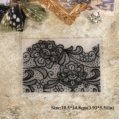 JIANWU Vintage Lace Flower Border Landscape material collage Plastic Embossed Concave Convex Plate Creative  Journal Stationery