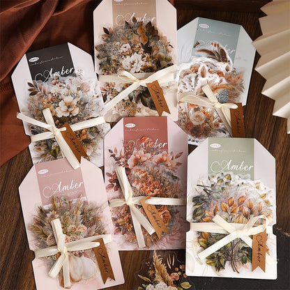 JIANQI 20pcs/pack PET Plants Flowers Stickers DIY Scrapbooking Planner Collage Diary Supplies Aesthetics Sticker Stationery