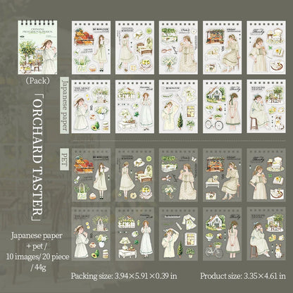 JIANQI 20pcs Career Girls series PET+Washi dual material die-cutting sticker book DIY scrapbook background decoration stickers