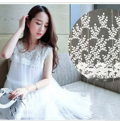1Yard White Lace Fabric Cotton Embroidered Sewing Supplies  DIY Dress Garment  Accessories 32cm Width