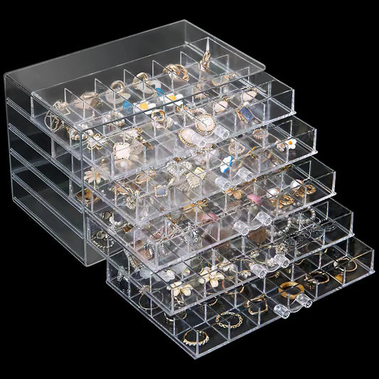 Earring Storage Box Organizer Acrylic Jewelry Storage Box Holder With 5 Drawers Transparent Jewelry Display Stand Earring Box
