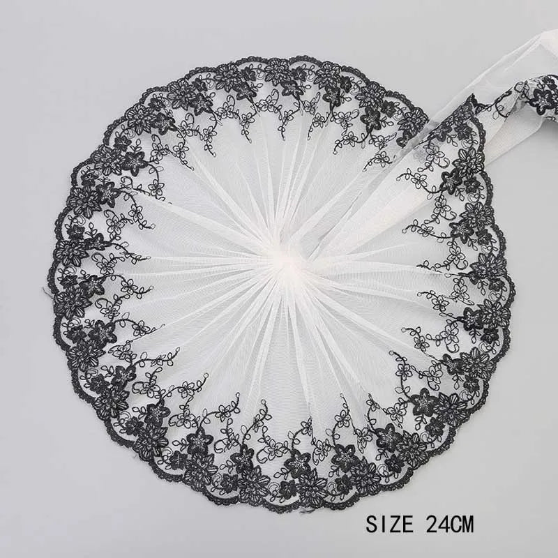 1Y Blue Lace Trim Handmade DIY Doll Clothing Accessories Wedding Floral Embroidery Lace Fabrics Curtains Sewing Wide 21CM