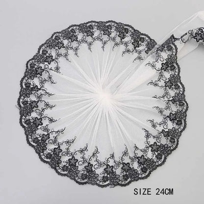 1Y Blue Lace Trim Handmade DIY Doll Clothing Accessories Wedding Floral Embroidery Lace Fabrics Curtains Sewing Wide 21CM