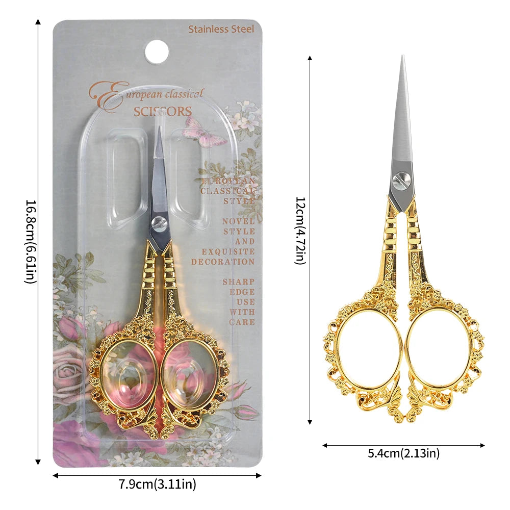 4.67Inch Embroidery Sewing Scissor Retro-style Stainless Steel Peacock Needlework Sewing Scissors for Paper Fabric Cutting Craft