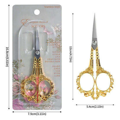4.67Inch Embroidery Sewing Scissor Retro-style Stainless Steel Peacock Needlework Sewing Scissors for Paper Fabric Cutting Craft