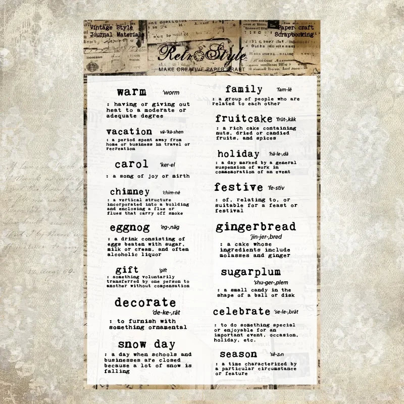JIANWU Vintage English Text Label Material Collage Transparent Silicone Stamp Creative DIY Journal Student Supplies Stationery