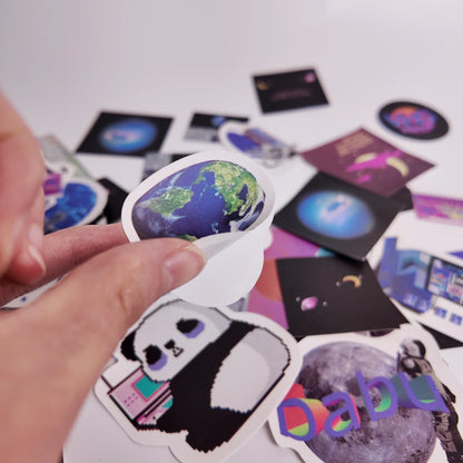JIANQI 40pcs Ins Astronaut Planet Stickers Earth Cool Decals for Laptop Phone Scrapbooking Journal DIY Sticker Decorative Label