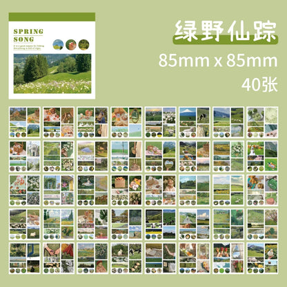JIANQI 40pcs/pack Aesthetics Decor Stickers Book DIY Scrapbooking Supplies Album Creative Stationery Already Cut Ins Stickers