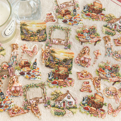 JIANQI 30pcs/pack INS Girls leisure life  Stickers PET Materials Collage Stationery Decor Diary DIY Scrapbooking supplies