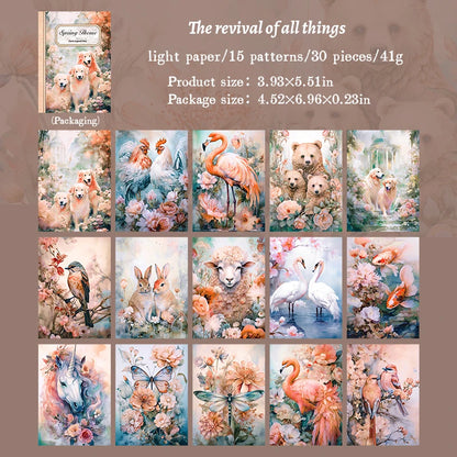 JIANQI 30pcs Vintage Flowers Landscape Materials Paper DIY Scrapbooking Junk Journal Collage Photo Album Retro Background Paper