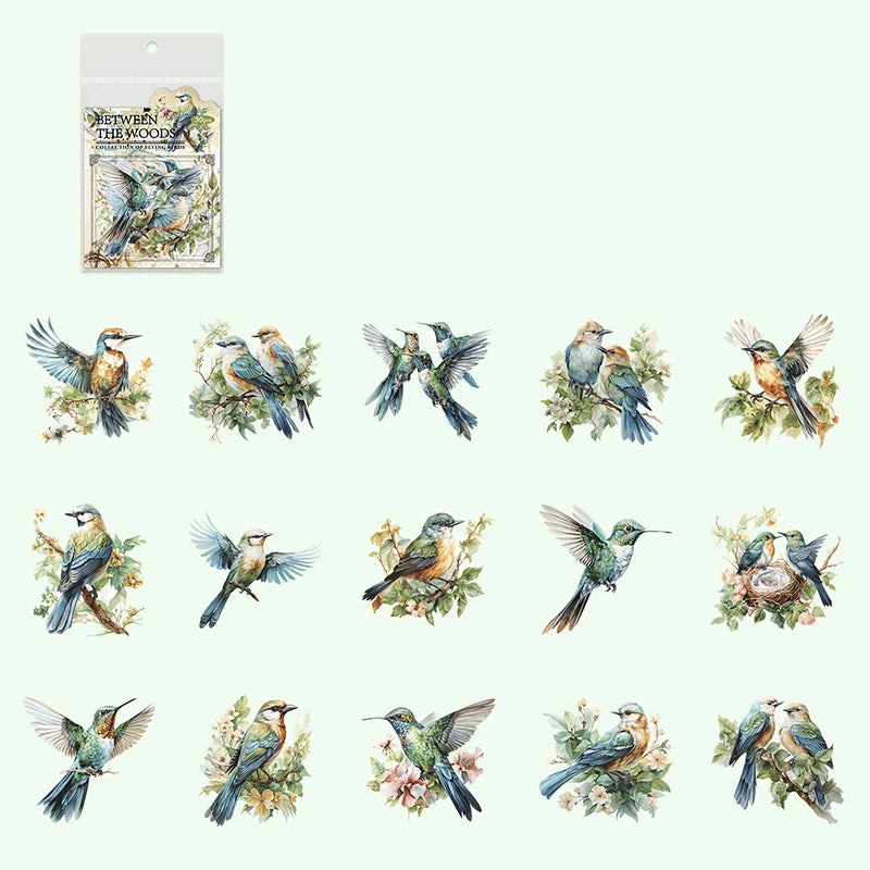 JIANQI 30pcs/pack PET Bird Theme Stickers DIY Scrapbooking Art Collage Photo Album Planner Decor Materials Sticker Stationery
