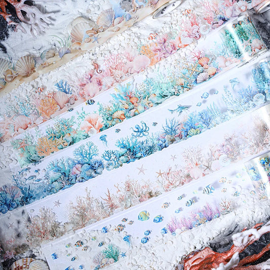 JIANQI 45mm*2m Deep sea landscape PET Tapes Creativity Scrapbook Hand Account Adhesive hand made Diy Junk Journal Craft Supplies