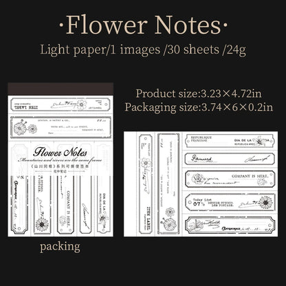 JIANQI 30pcs/book Retro Old tags Material Paper Aestheti Scrapbooking Journaling Vintage Stationery Aesthetic Plants Manuscript