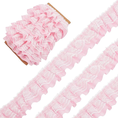 2 Yards Lace Fabric Black White Pink Fold Wave Embroidery Trim DIY  Wedding Dress Party Decoration  Sew On Applique Crafts