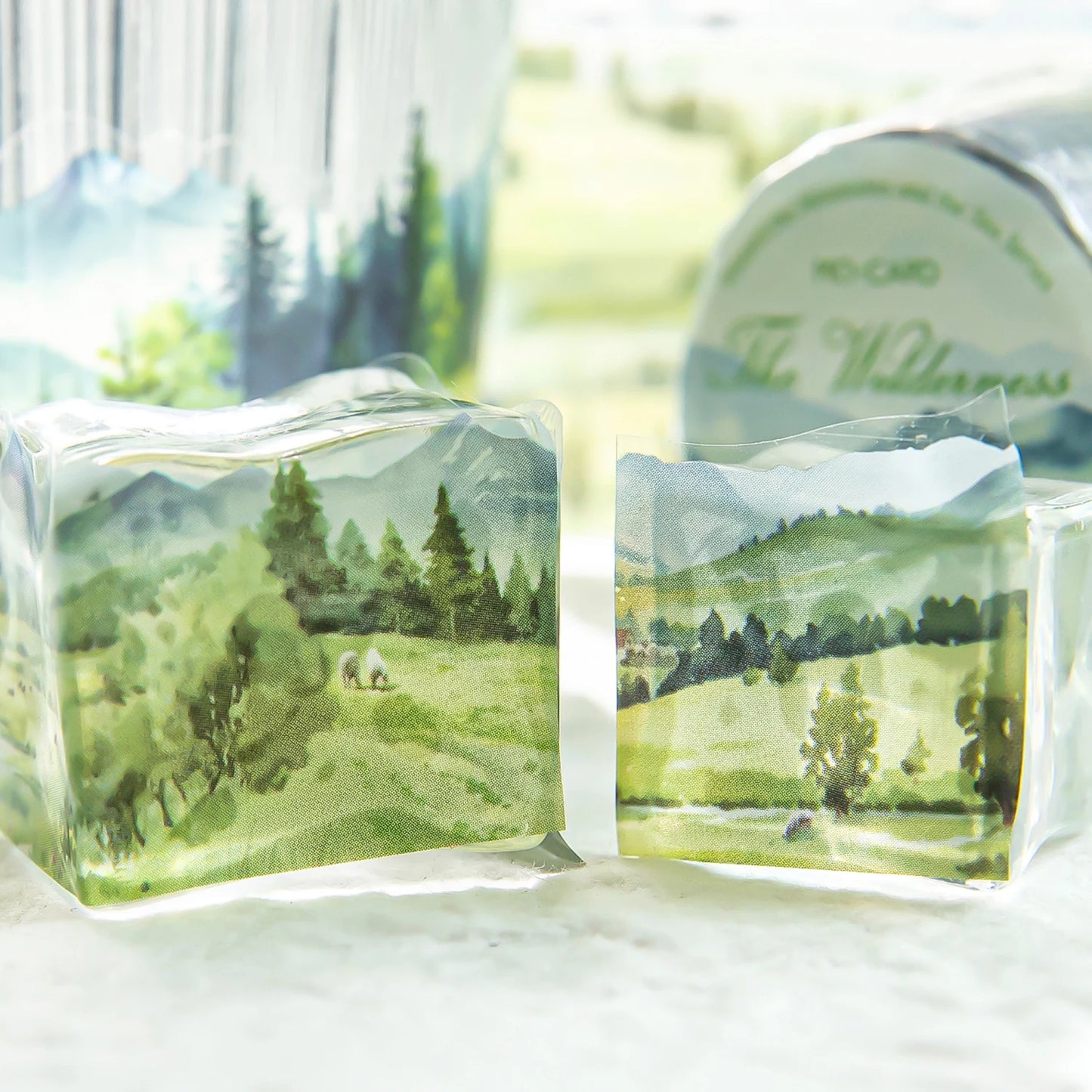 JIANQI 30mm*2m To The Mountains and Sea Series Vintage Landscape Collage Material PET Tape Creative DIY Journal Stationery