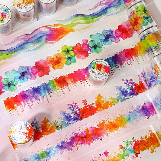 JIANQI 50mm*2m PET Rainbow Blending Tapes DIY Scrapbooking Decor Photo Album Collage Journalling Materials Aesthetics Stickers