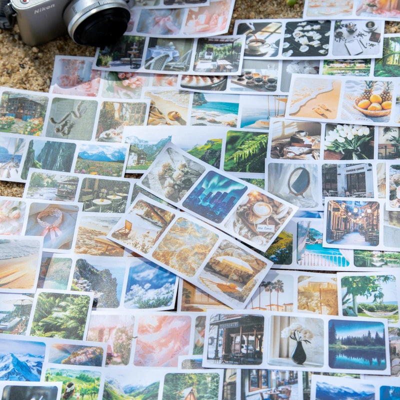 JIANQI 30pcs/pack 90patterns/pack Daily Scenery Stickers Book Scrapbooking Junk Journal Creative Stationery DIY Deco Stickers