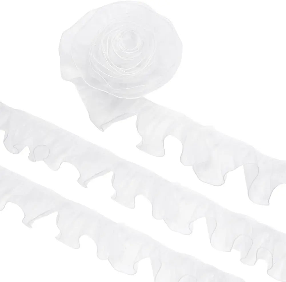 1 Yard White Black Embroidery Wave Lace Fabric Headdress Bags Accessory Handmade Sewing Trim DIY Crafts Gift Decoration