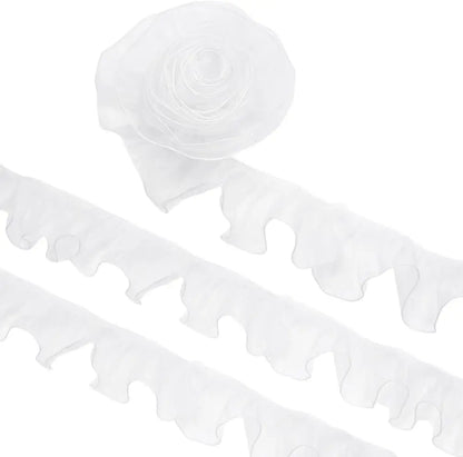 1 Yard White Black Embroidery Wave Lace Fabric Headdress Bags Accessory Handmade Sewing Trim DIY Crafts Gift Decoration